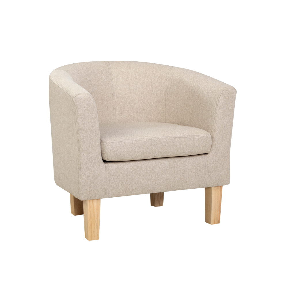 Abby Tub Armchair Linen Upholstered Beige