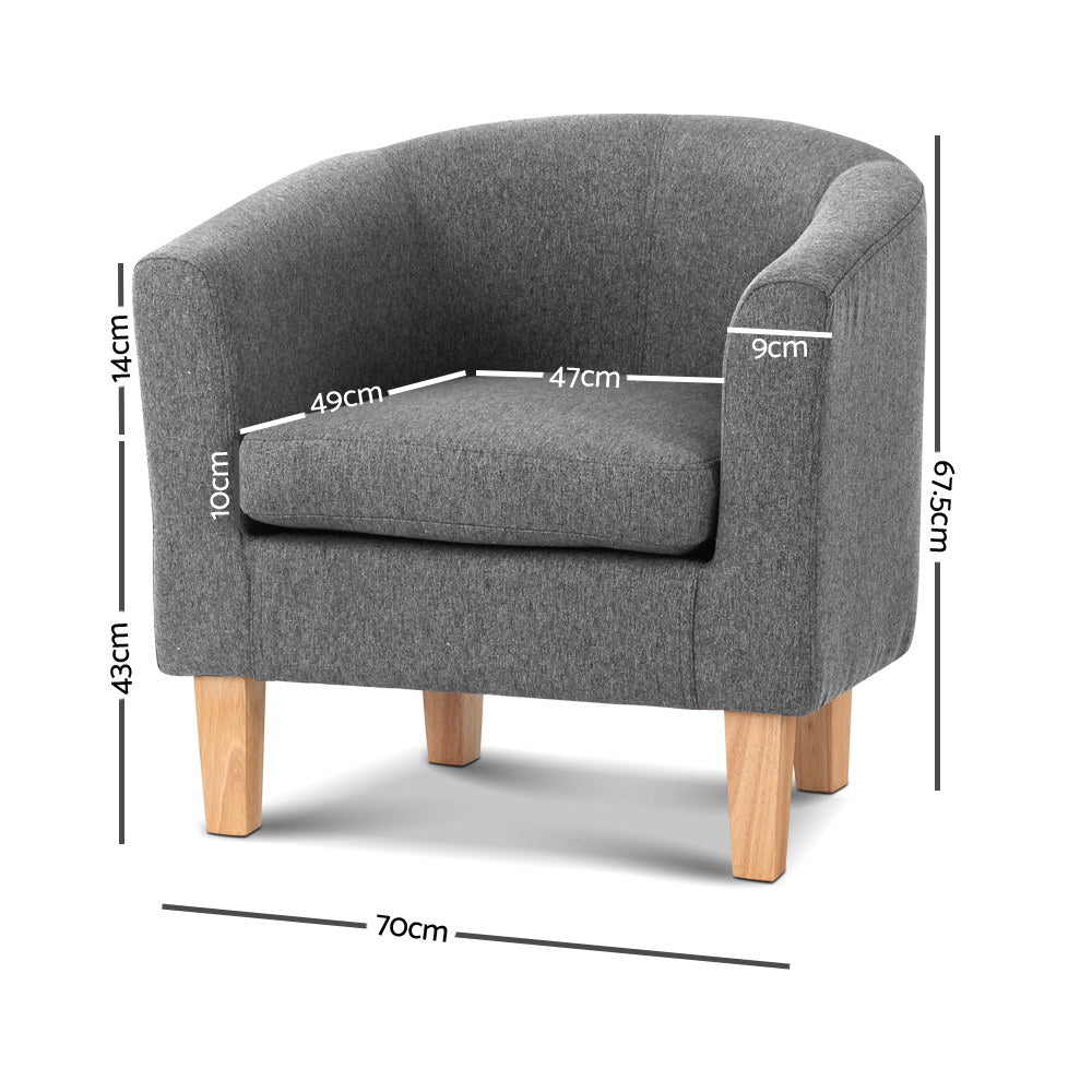 Abby Fabric Armchair Grey