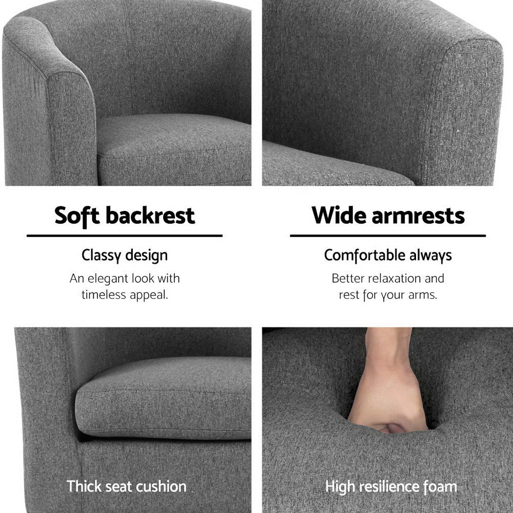 Abby Fabric Armchair Grey