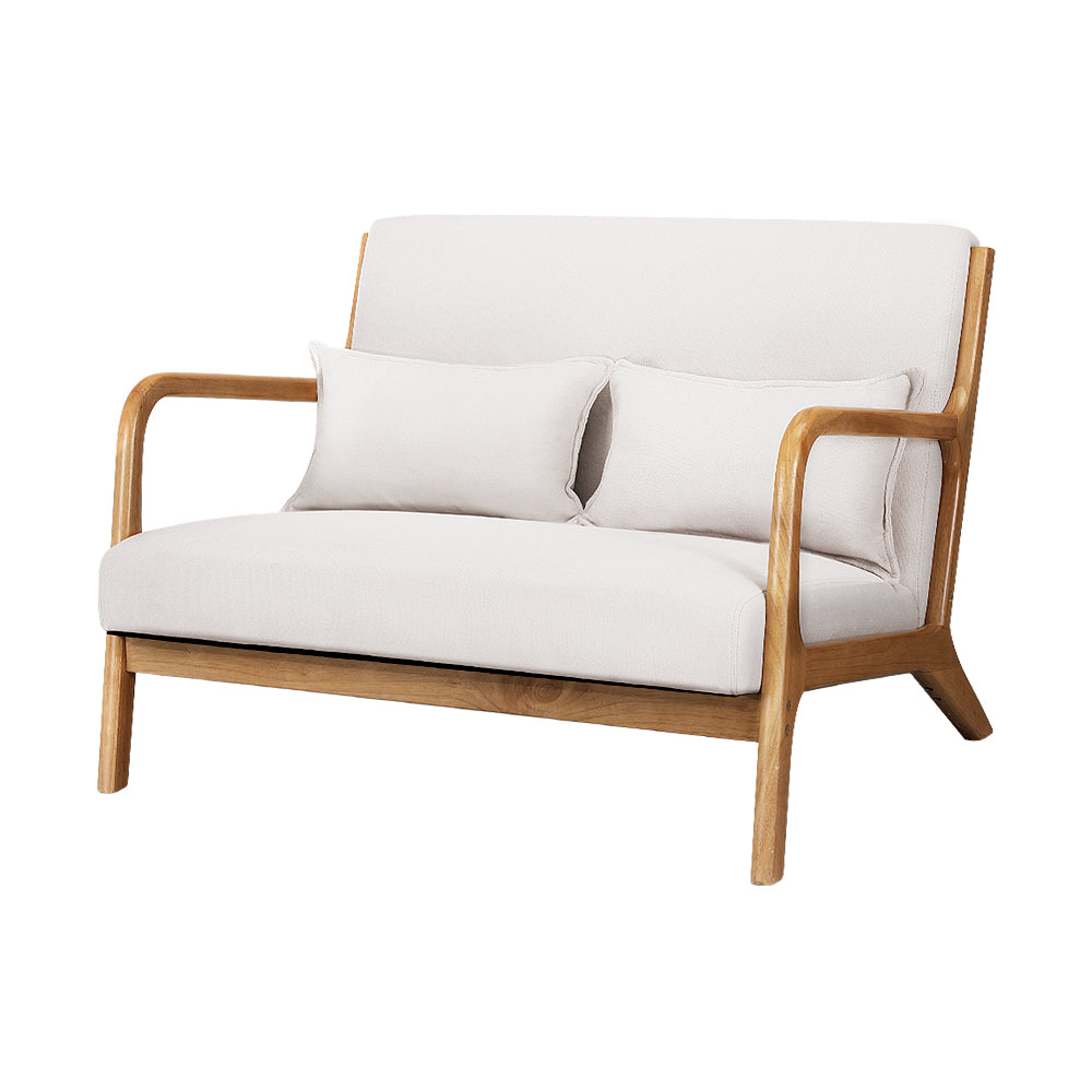 Olive Armchair Lounge Sofa Beige Wood Scandinavian Style