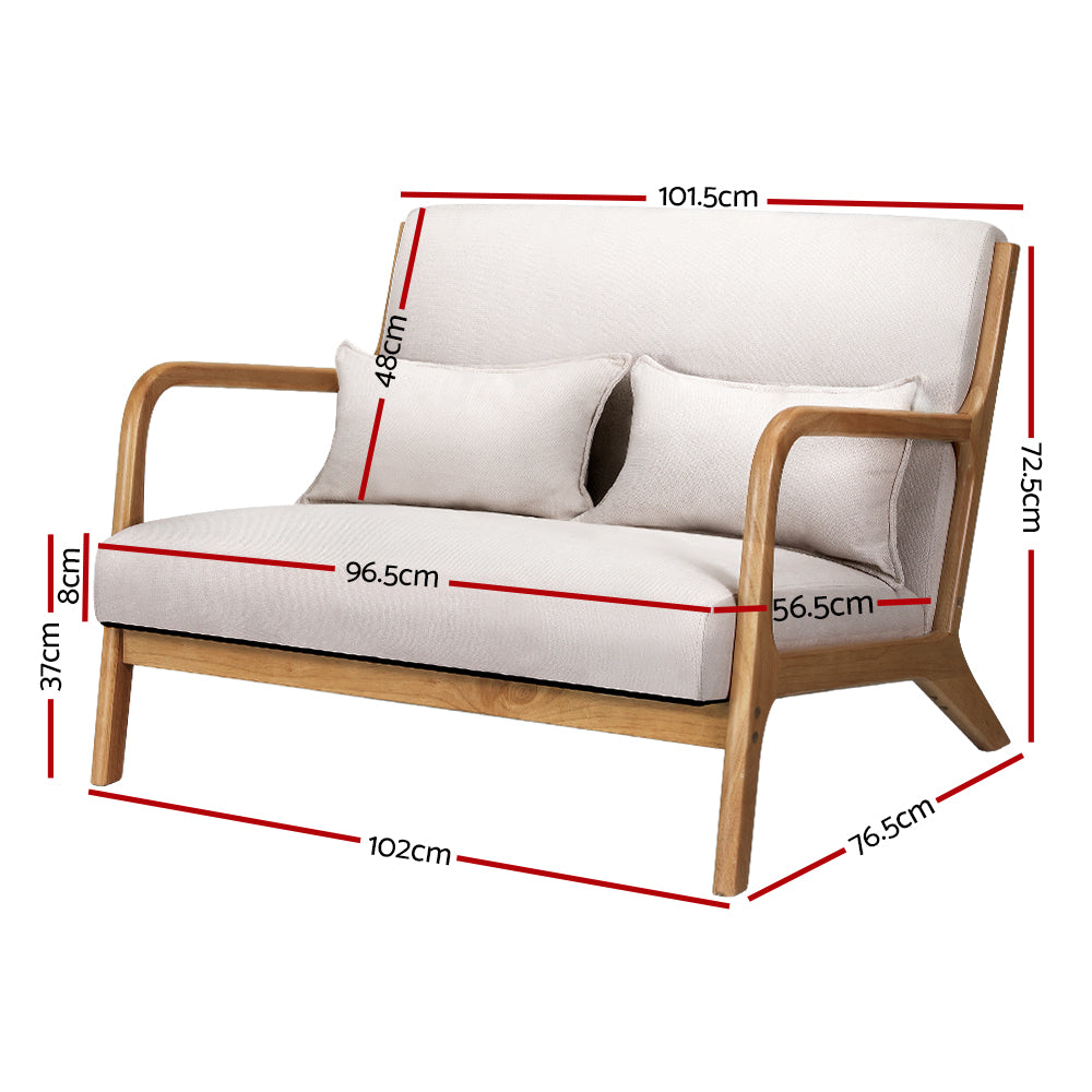Olive Armchair Lounge Sofa Beige Wood Scandinavian Style