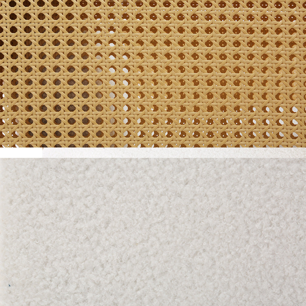 Boucle Rocking Armchair Teddy Fabric Rattan White
