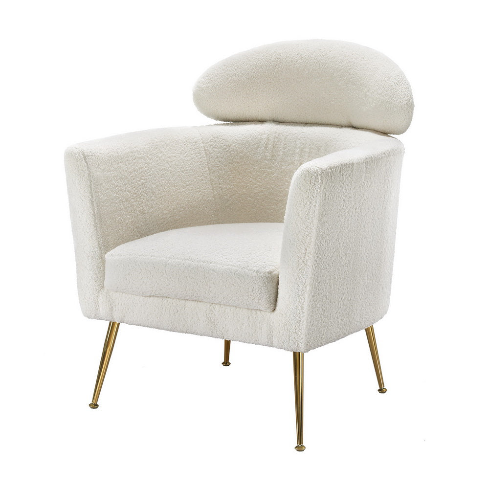Yoli Armchair Boucle Fabric White Gold