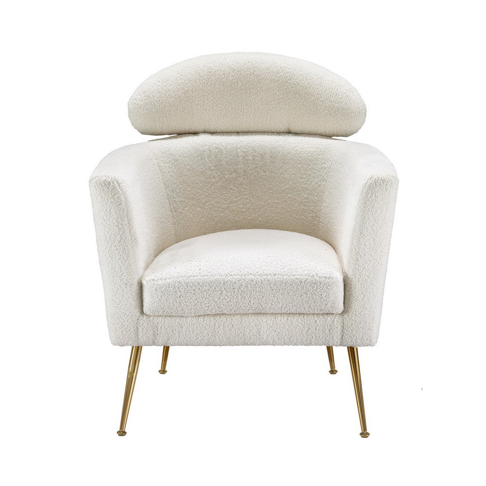 Yoli Armchair Boucle Fabric White Gold
