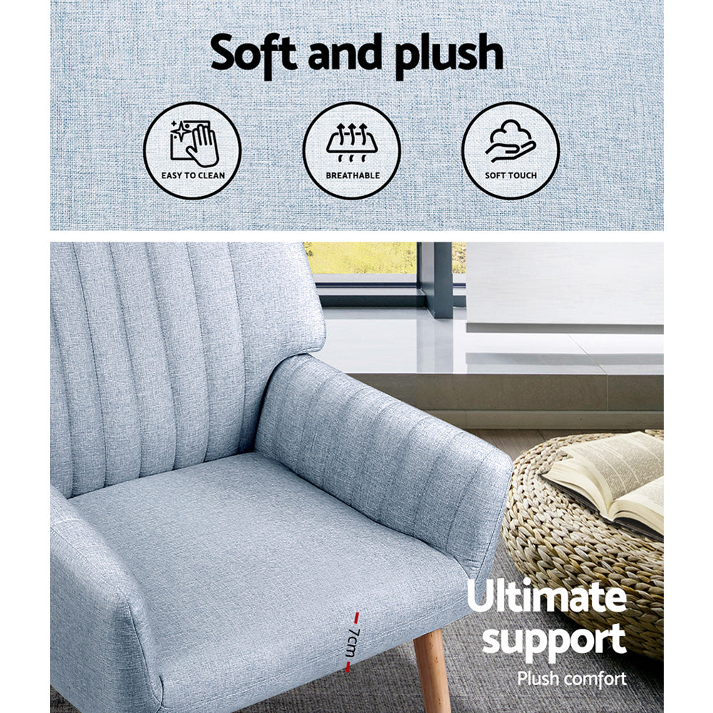 Sebastini Armchair Fabric Blue Grey