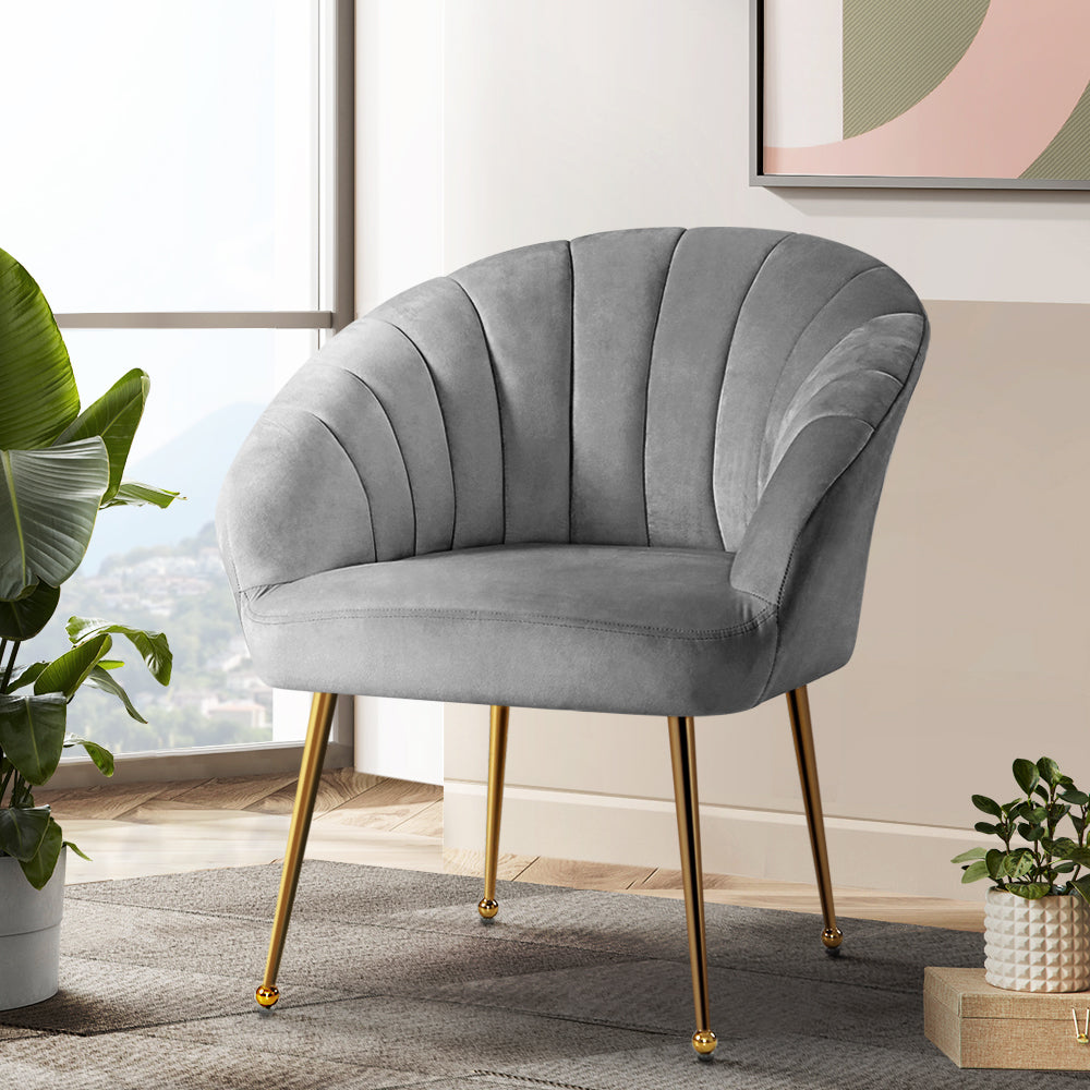 Eloise Velvet Armchair Grey