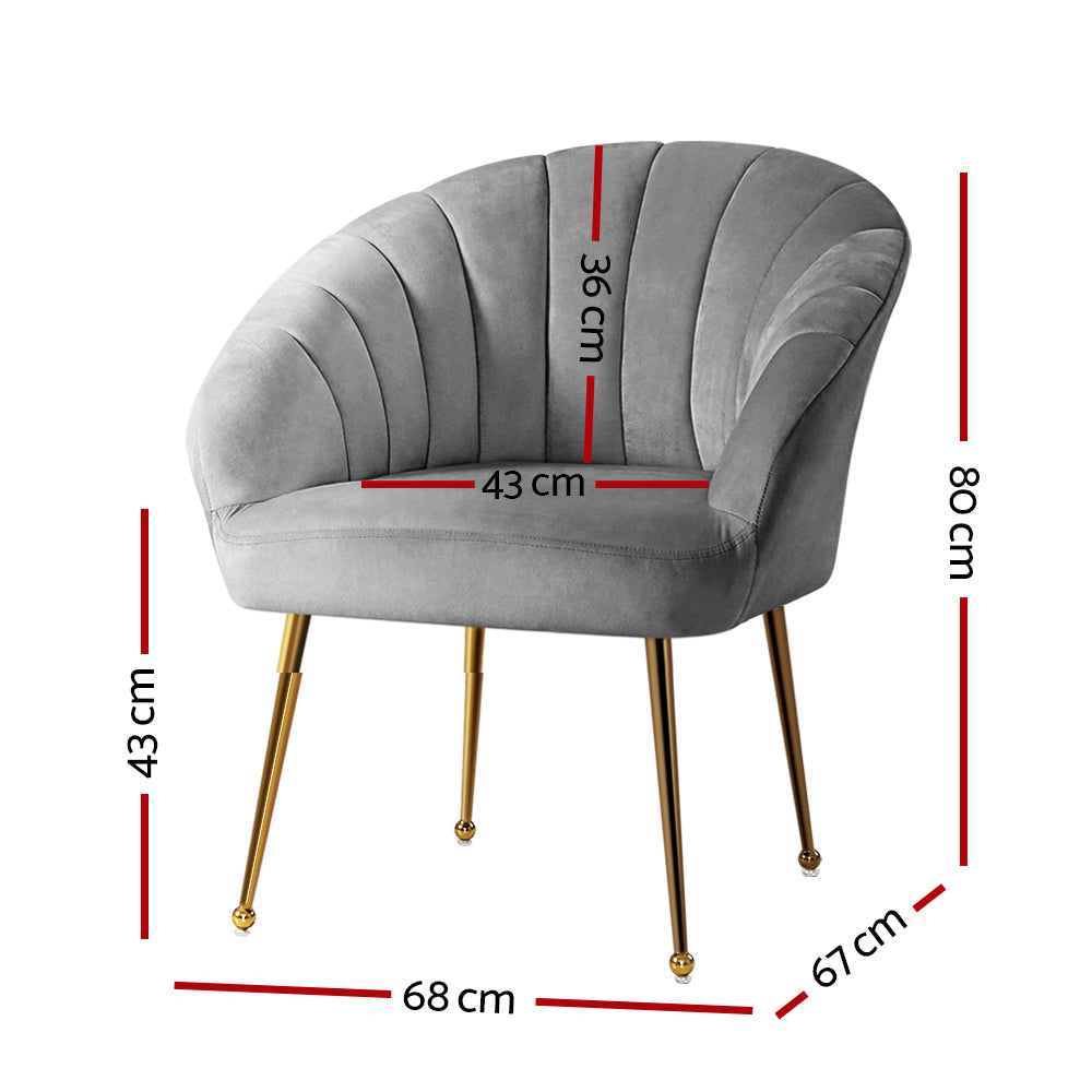 Eloise Velvet Armchair Grey