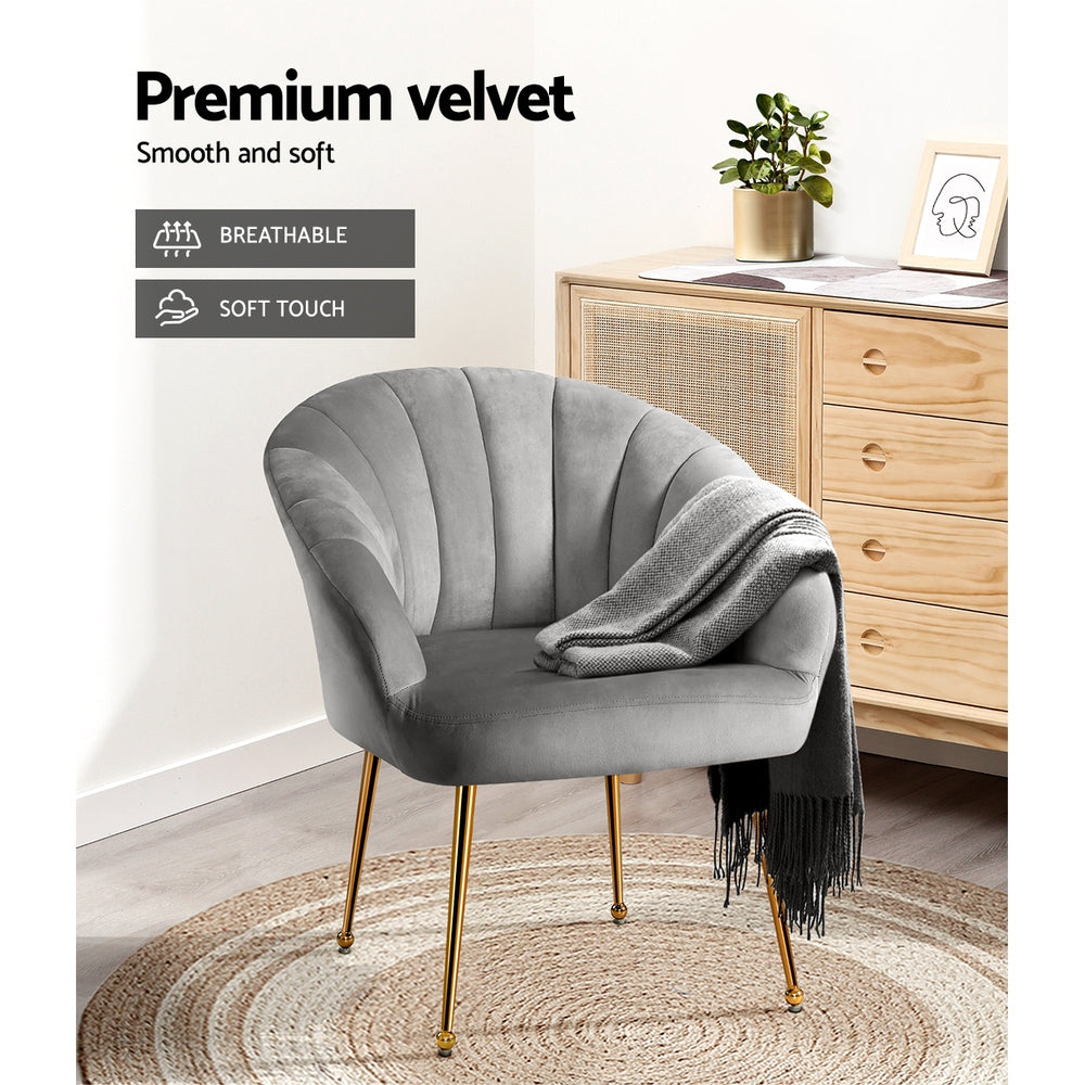 Eloise Velvet Armchair Grey