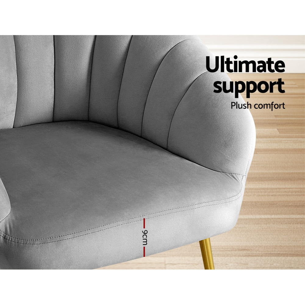 Eloise Velvet Armchair Grey