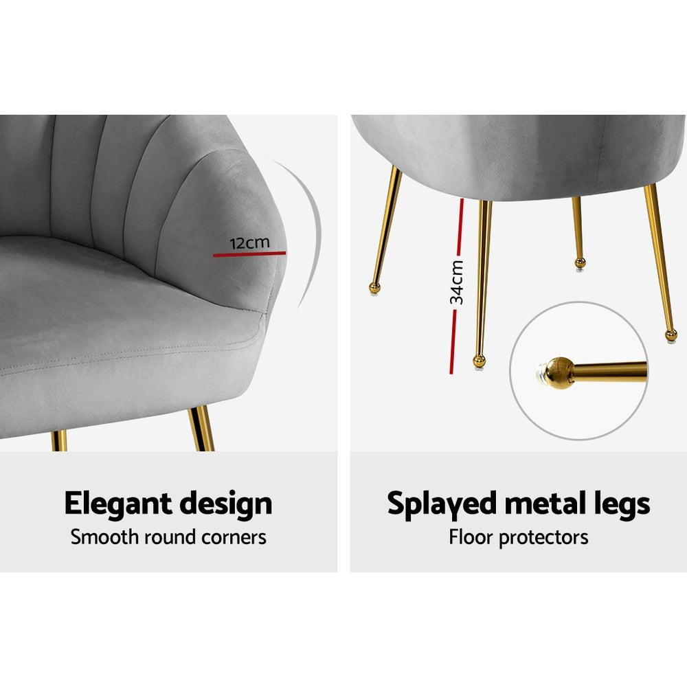 Eloise Velvet Armchair Grey