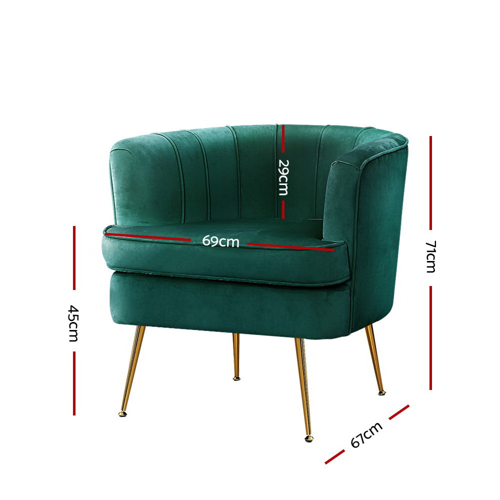 Norvia Velvet Armchair Green
