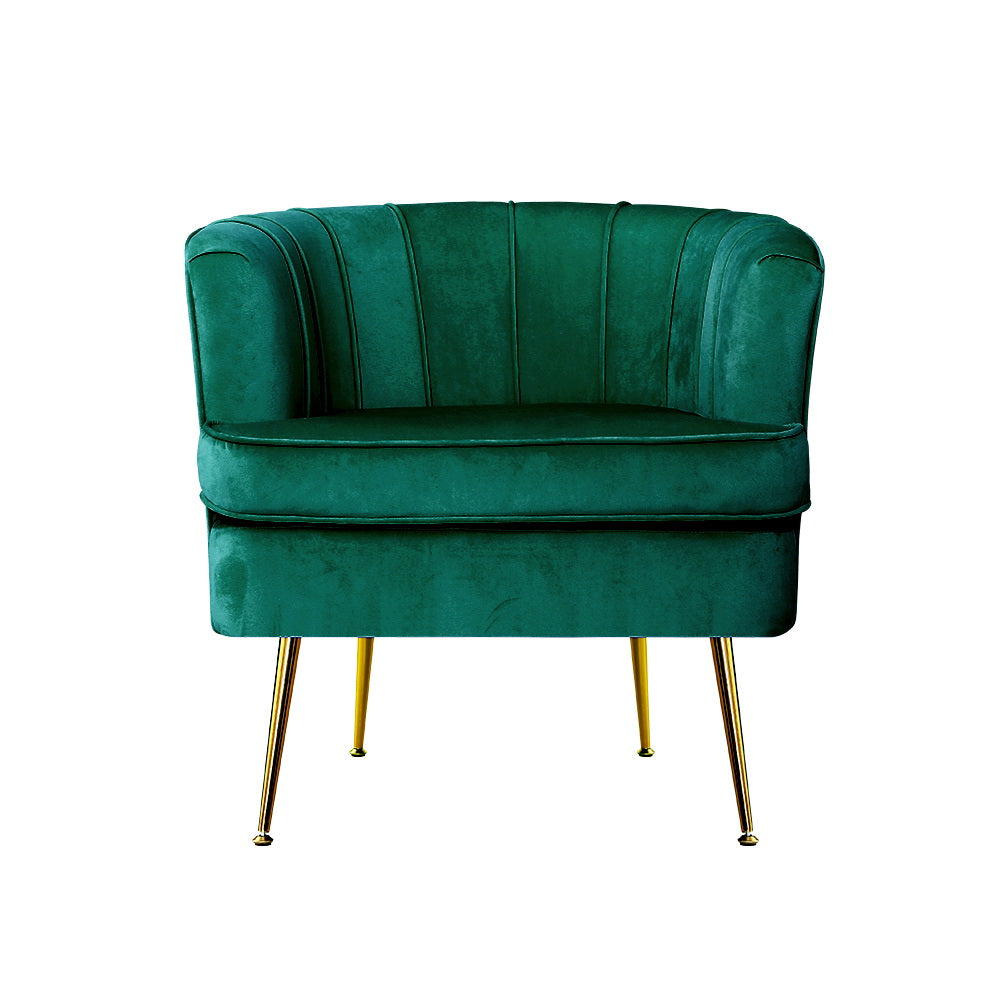Norvia Velvet Armchair Green