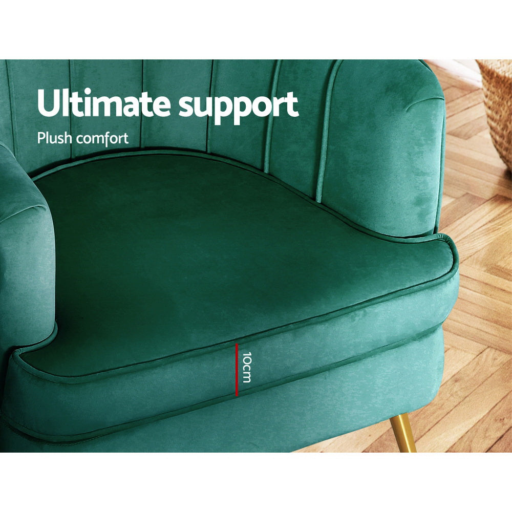 Norvia Velvet Armchair Green