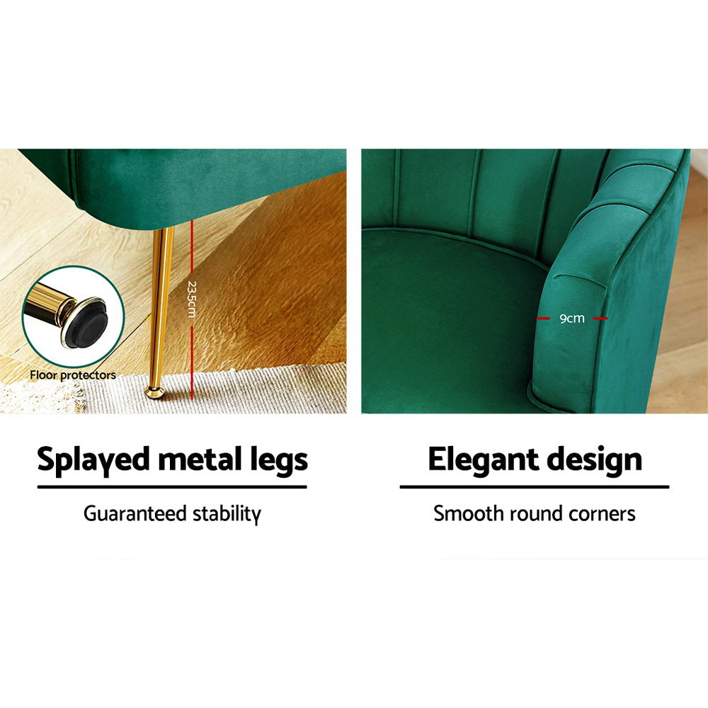 Norvia Velvet Armchair Green
