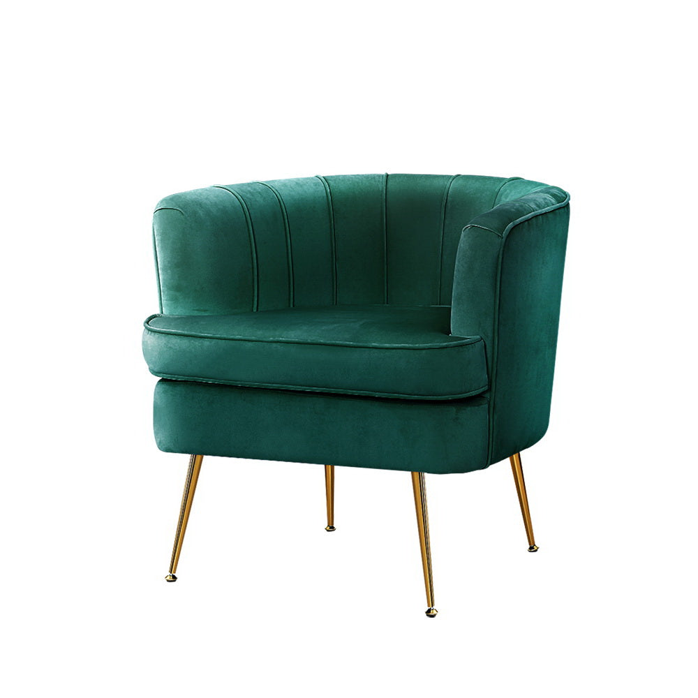 Norvia Velvet Armchair Green