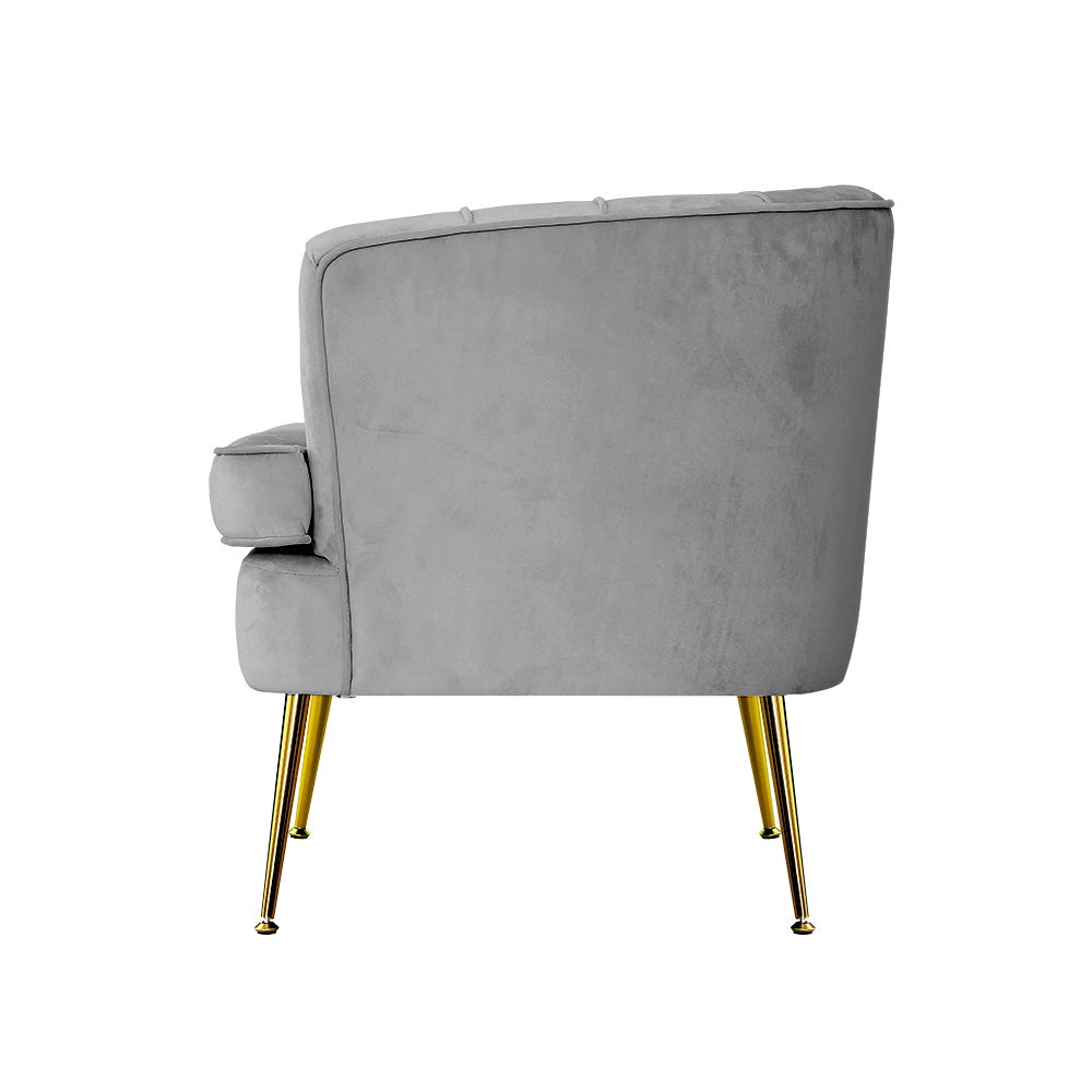 Norvia Velvet Armchair Grey Lounge Accent Chair