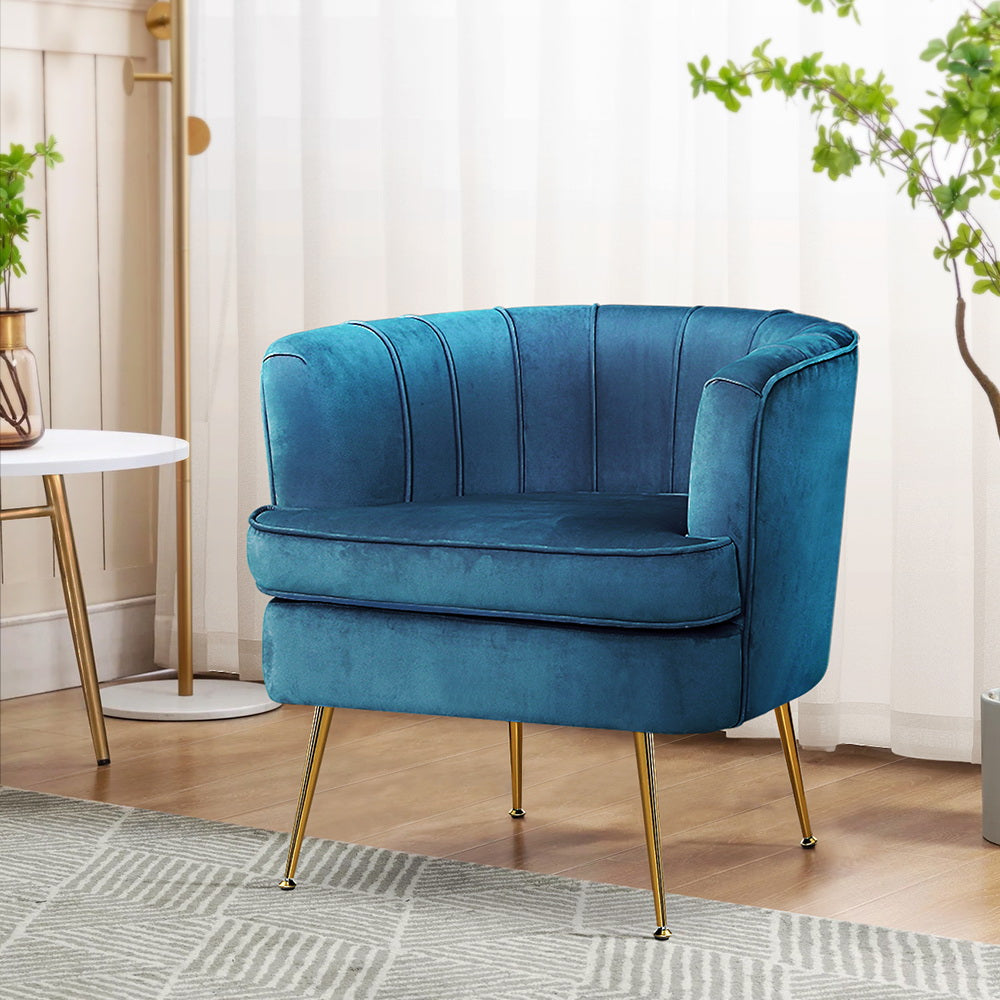 Norvia Velvet Armchair Navy