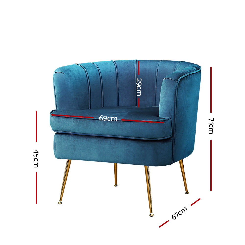 Norvia Velvet Armchair Navy