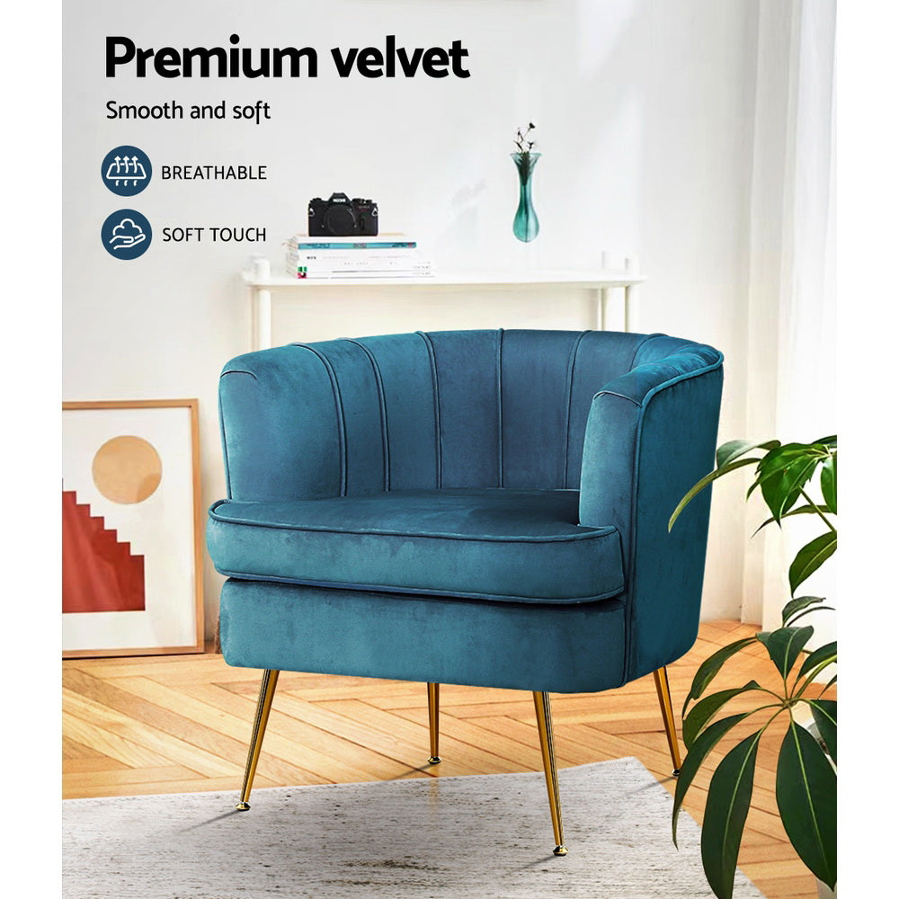Norvia Velvet Armchair Navy