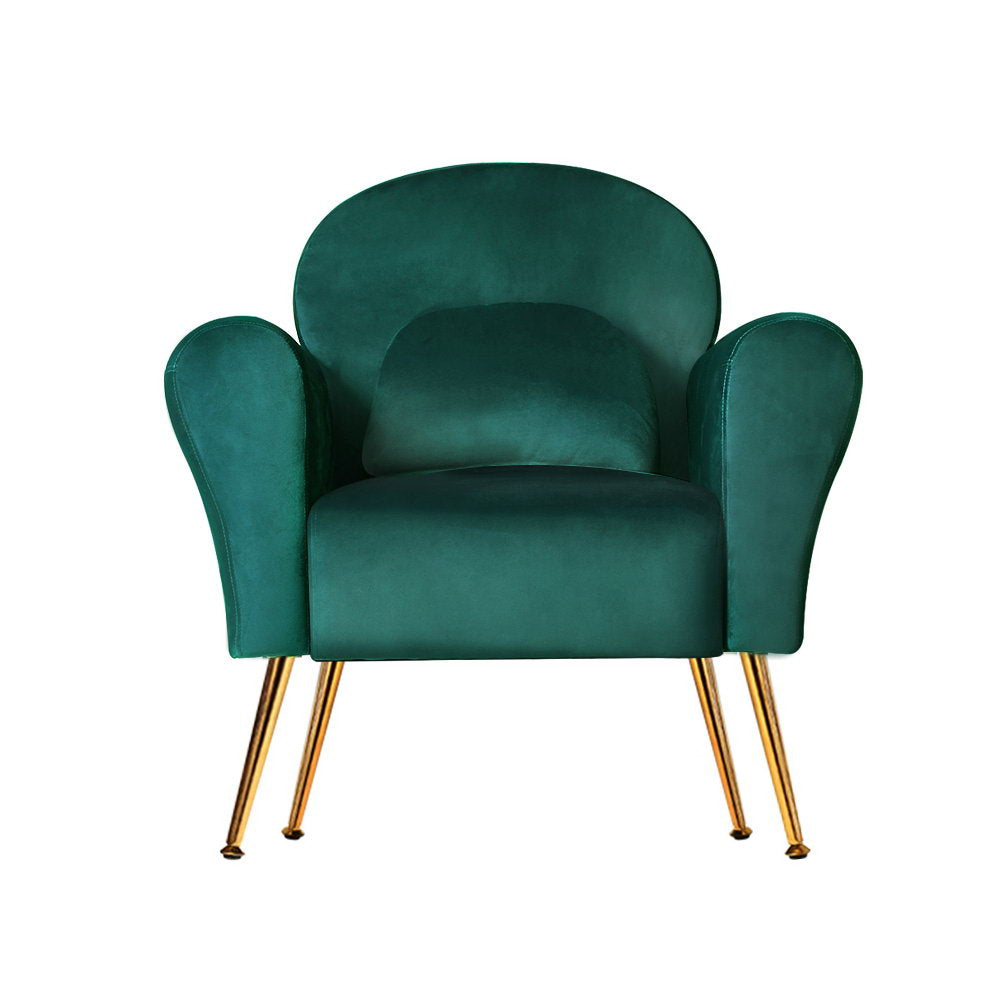 Caroline Armchair Green Velvet Upholstery