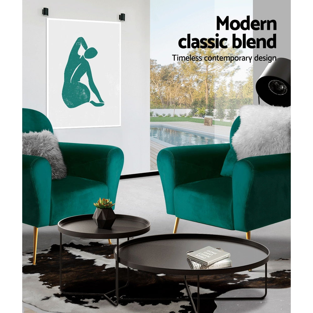 Caroline Armchair Green Velvet Upholstery