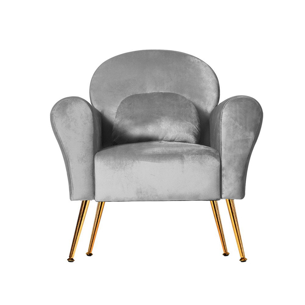 Caroline Grey Velvet Armchair Lounge Chair