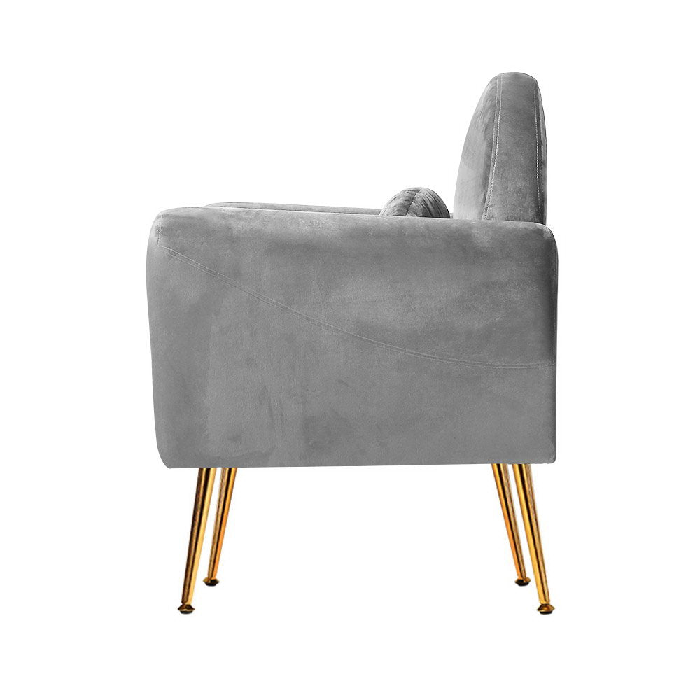 Caroline Grey Velvet Armchair Lounge Chair