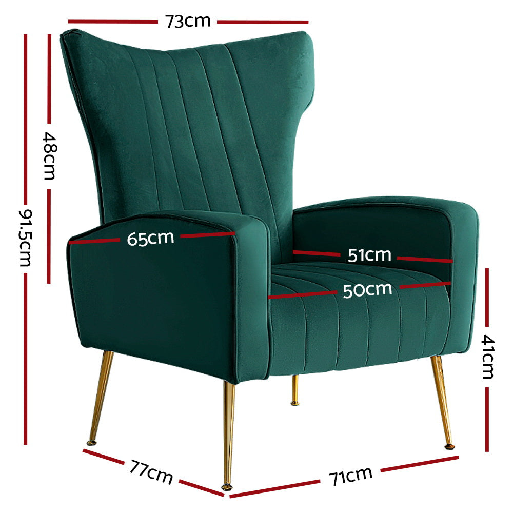 Kate Armchair Green Velvet Upholstery