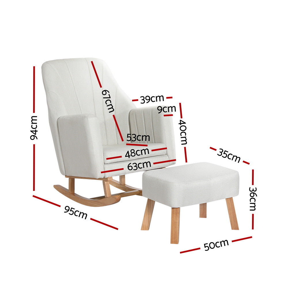Jonah Rocking Armchair Linen Fabric Beige