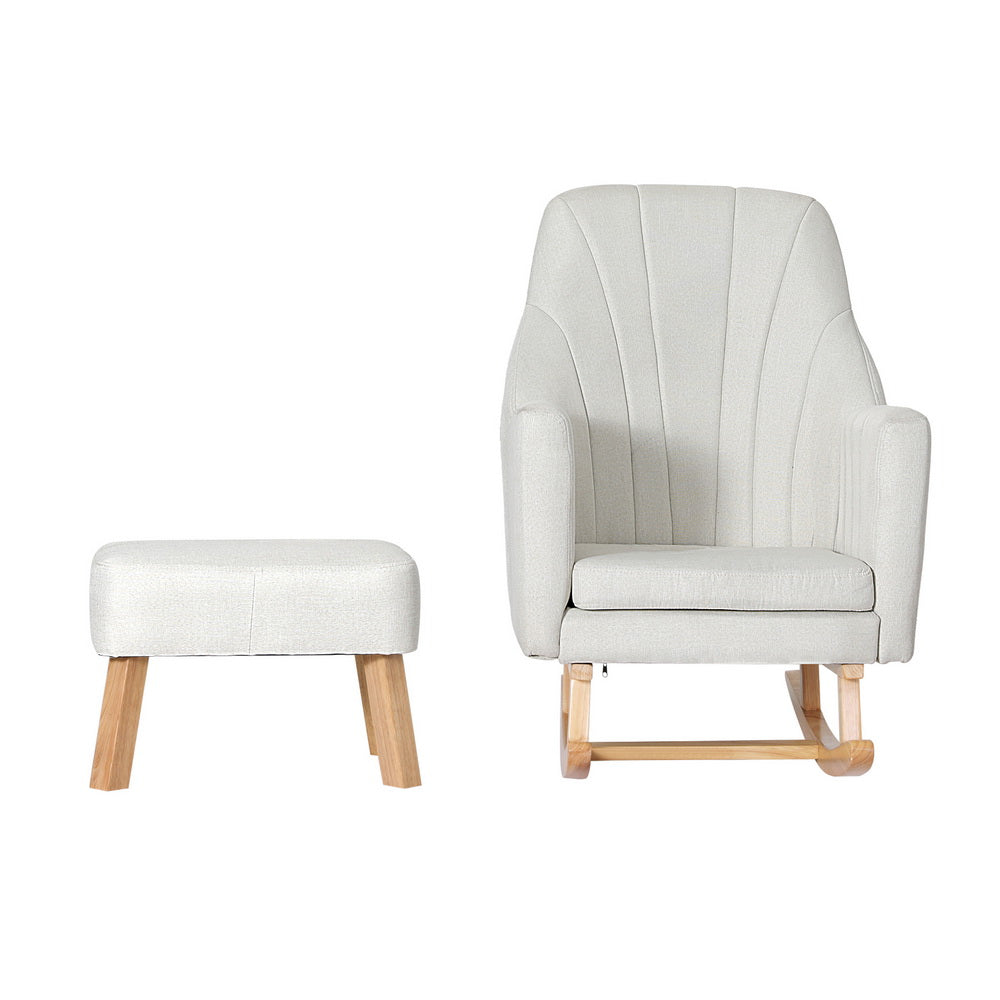 Jonah Rocking Armchair Linen Fabric Beige