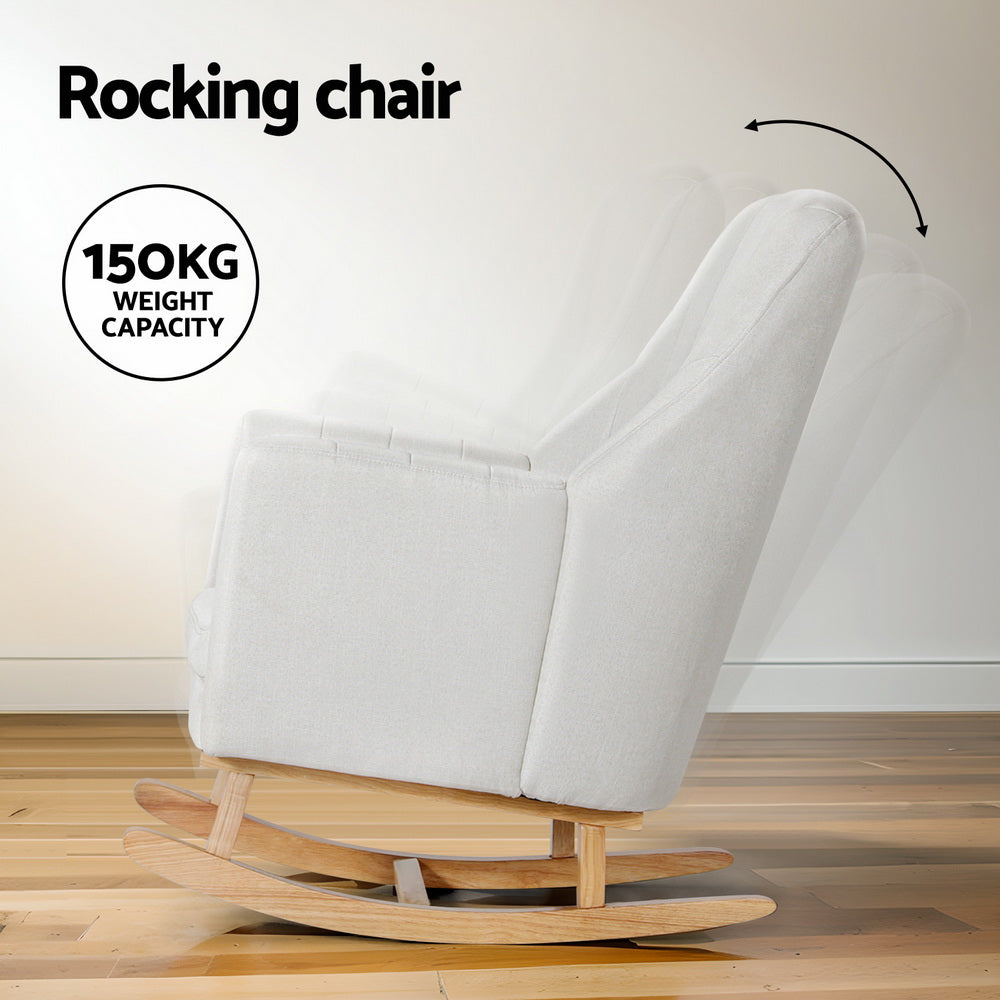 Jonah Rocking Armchair Linen Fabric Beige