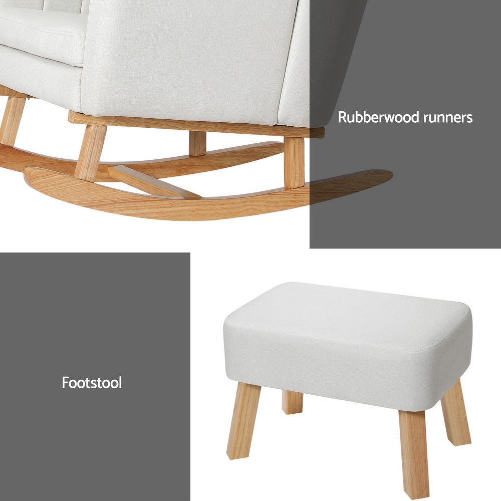 Jonah Rocking Armchair Linen Fabric Beige