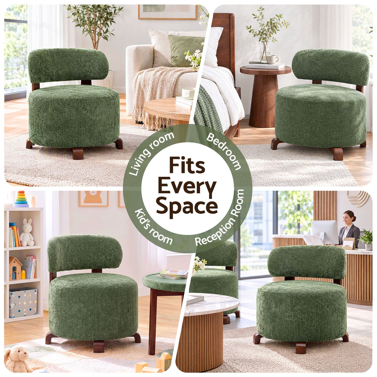 Artiss Armchair Occasional Chair Linen Upholstered Curved Backrest Green