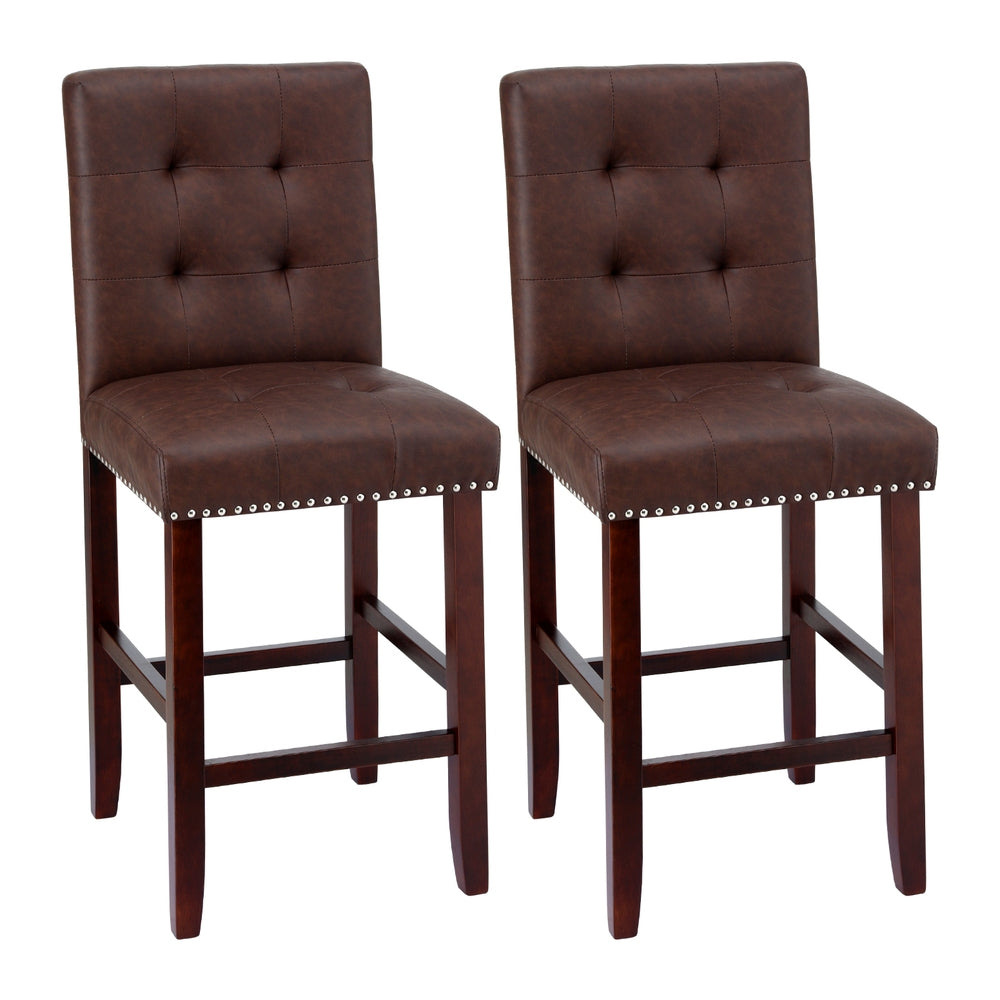 Ada Bar Stools Set of 2 PU Leather Brown