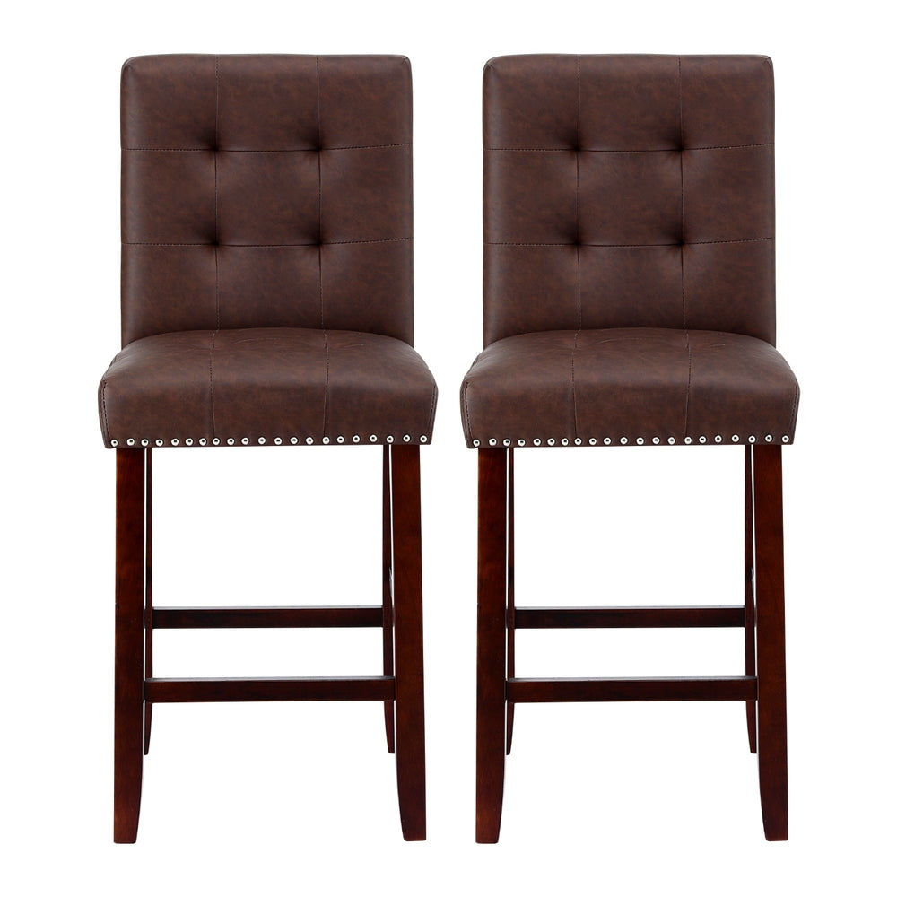 Ada Bar Stools Set of 2 PU Leather Brown