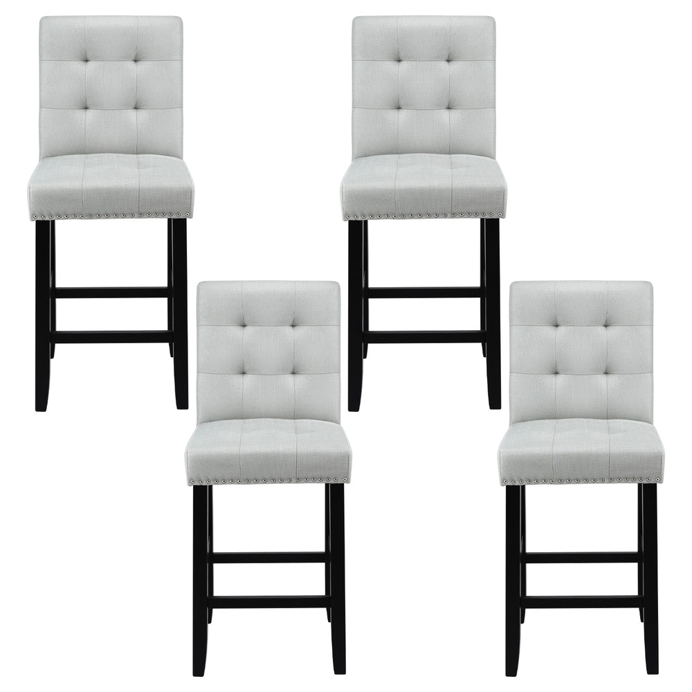 Ada 4x Bar Stools Kitchen Dining Chairs Fabric Wooden Grey