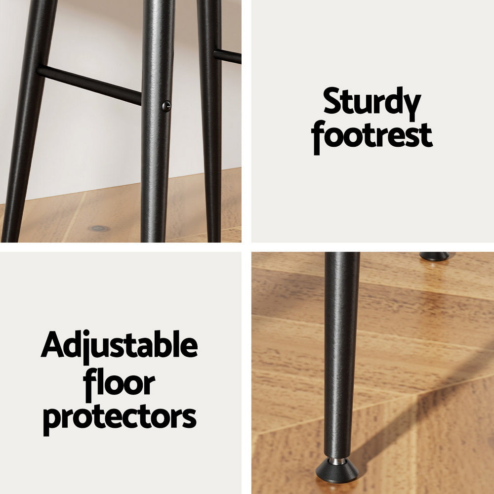 Lane 4x Bar Stools Round PU Leather Brown
