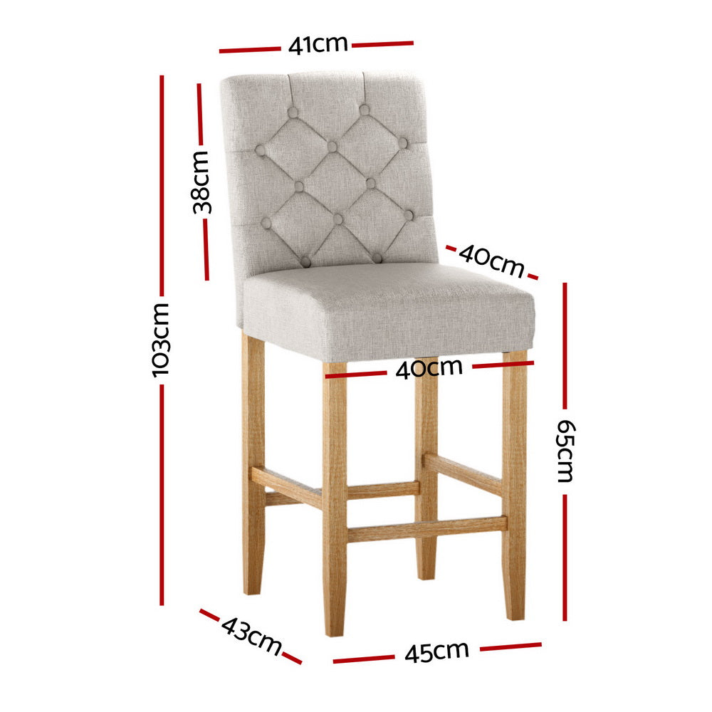 Artiss Set of 4 Bar Stools Linen Upholstered Beige