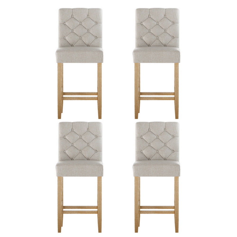 Artiss Set of 4 Bar Stools Linen Upholstered Beige