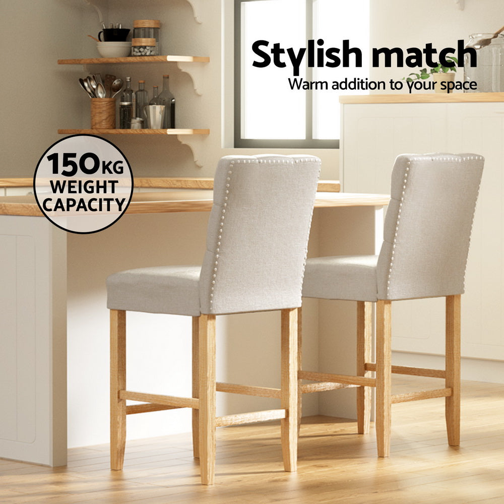 Artiss Set of 4 Bar Stools Linen Upholstered Beige