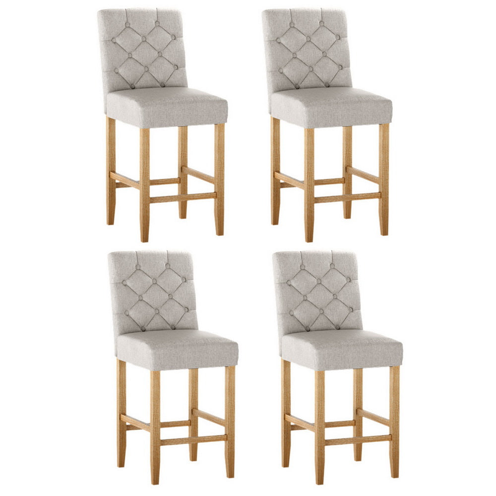 Artiss Set of 4 Bar Stools Linen Upholstered Beige
