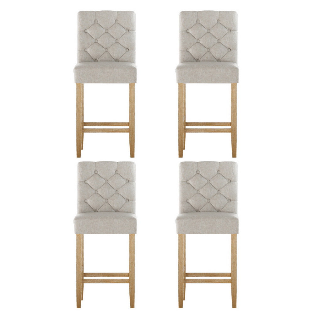 Artiss 4x Bar Stools Linen Upholstered Chairs