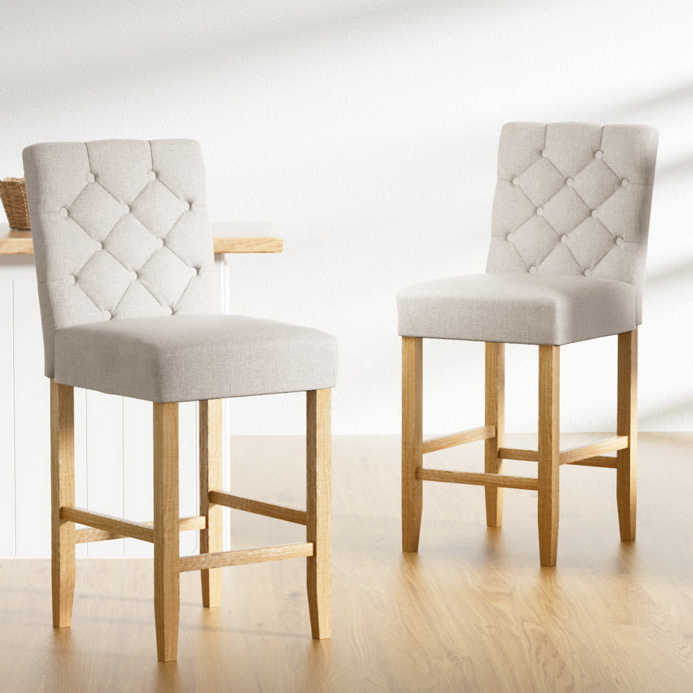 Artiss 4x Bar Stools Linen Upholstered Chairs