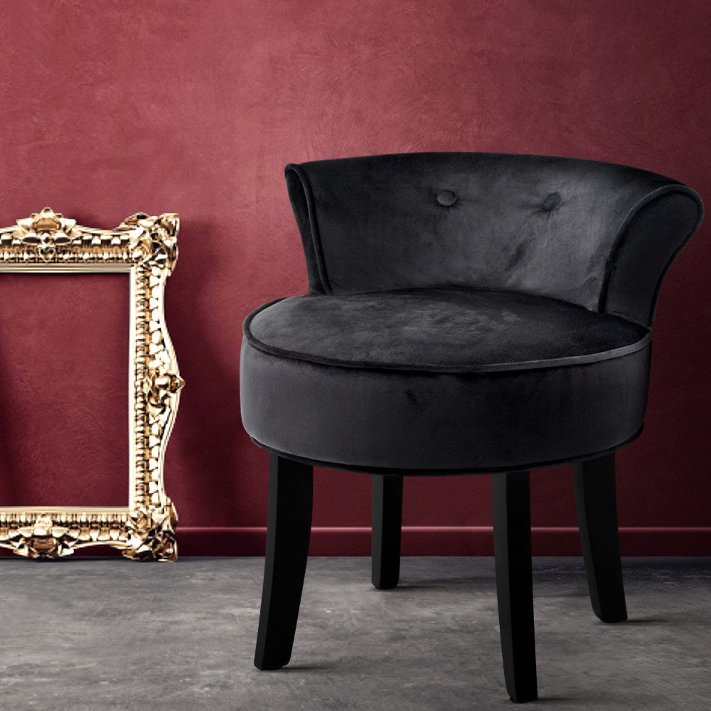 Abella Velvet Vanity Stool Black