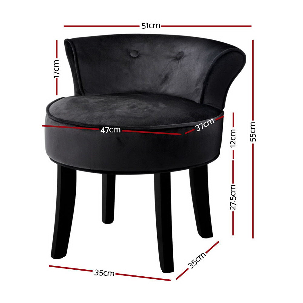 Abella Velvet Vanity Stool Black