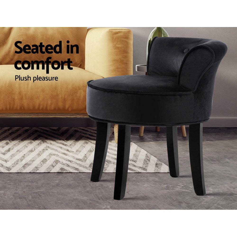 Abella Velvet Vanity Stool Black