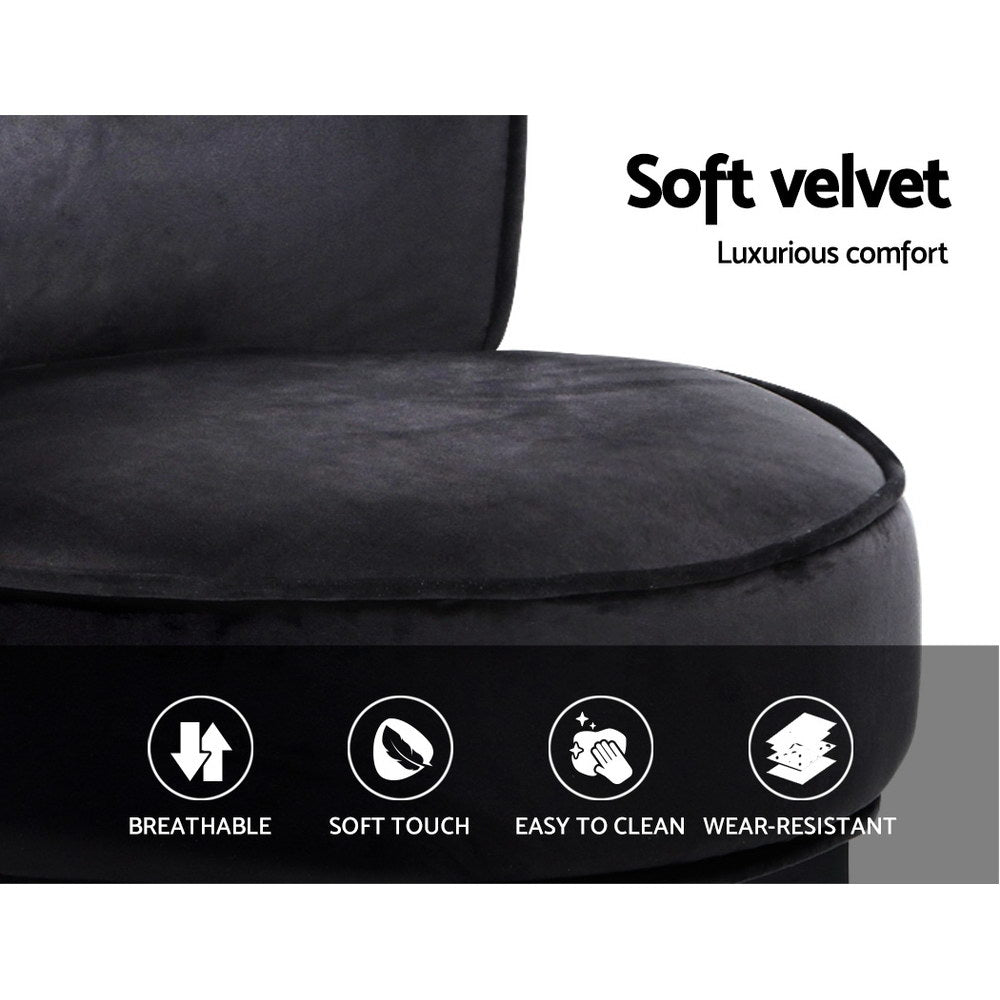 Abella Velvet Vanity Stool Black