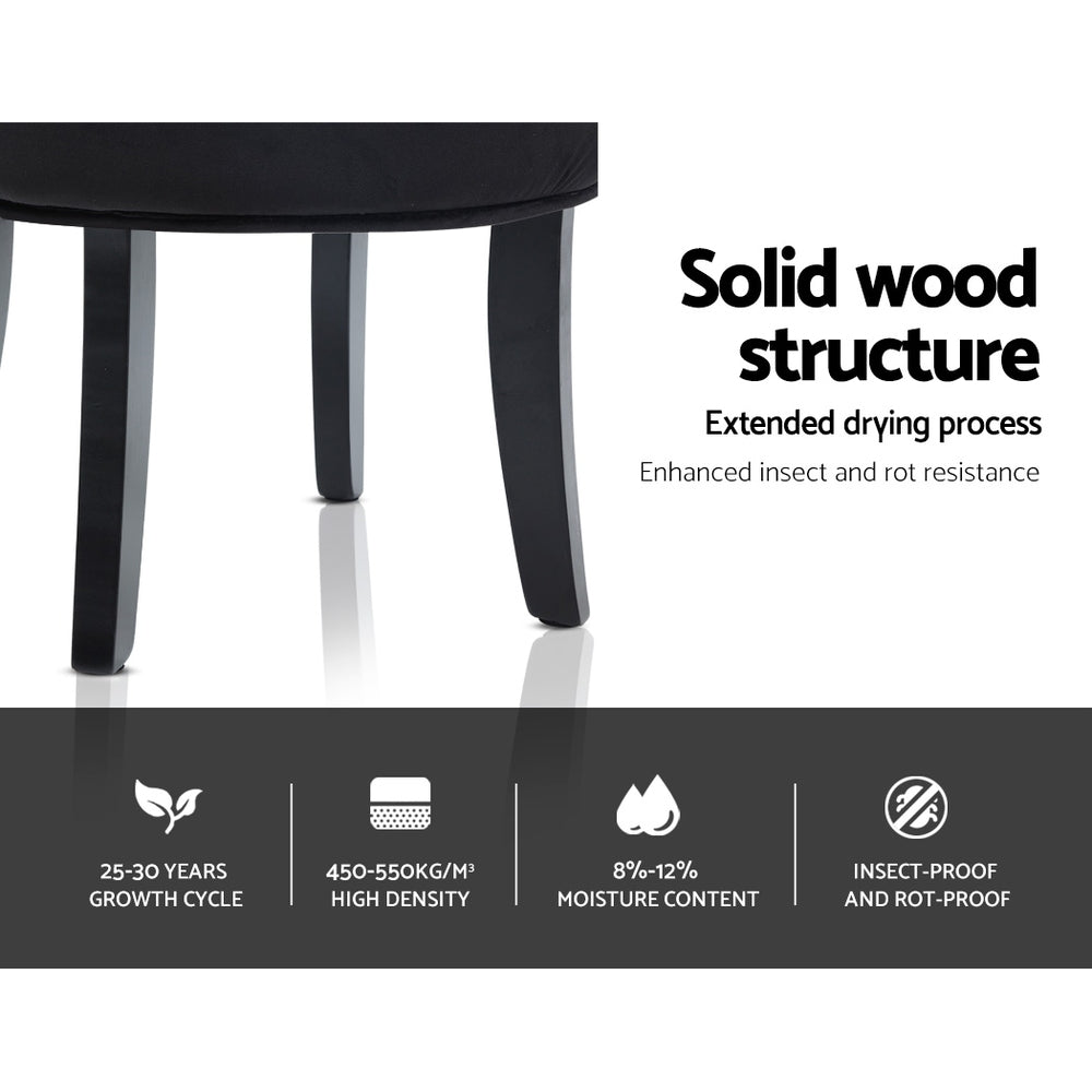 Abella Velvet Vanity Stool Black