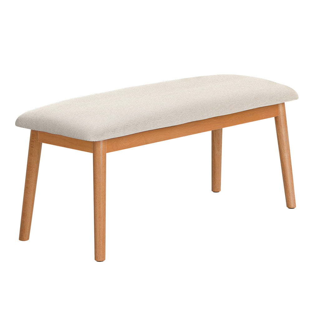 Nina 106cm Dining Bench Upholstered Wooden Chair Beige Oak