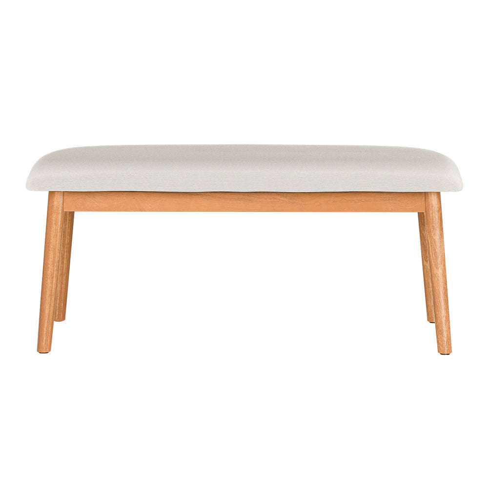 Nina 106cm Dining Bench Upholstered Wooden Chair Beige Oak